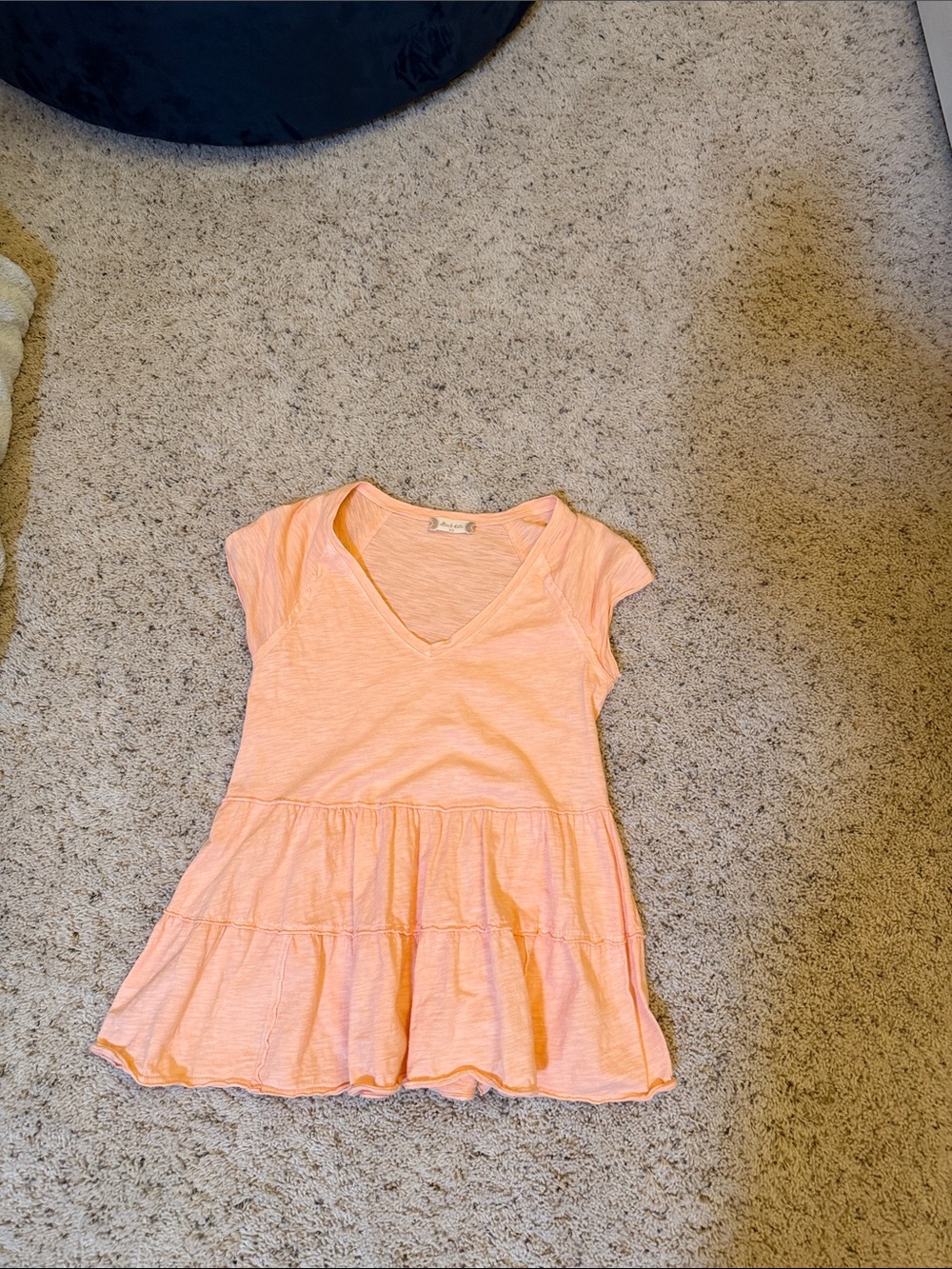 Altar'd State Peach Short Sleeve Tiered V-Neck Top